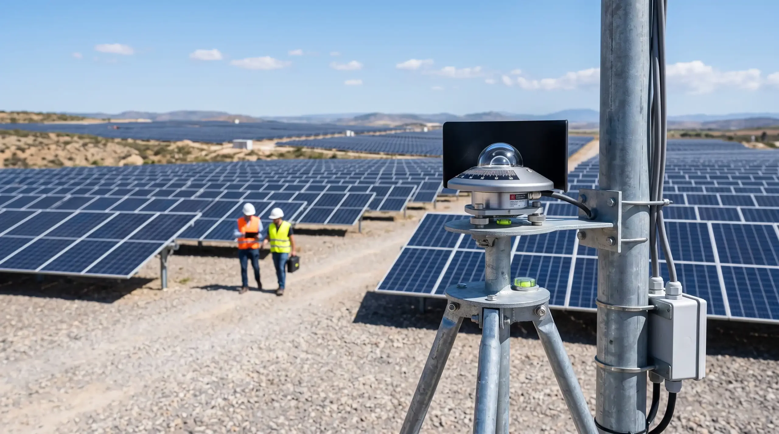 Güneş enerjisi santralinde güneş ışınımını ölçen pyranometre
